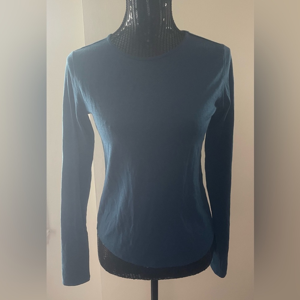 Segments Marino Wool Teal Blue Long Sleeve Top Size Xs